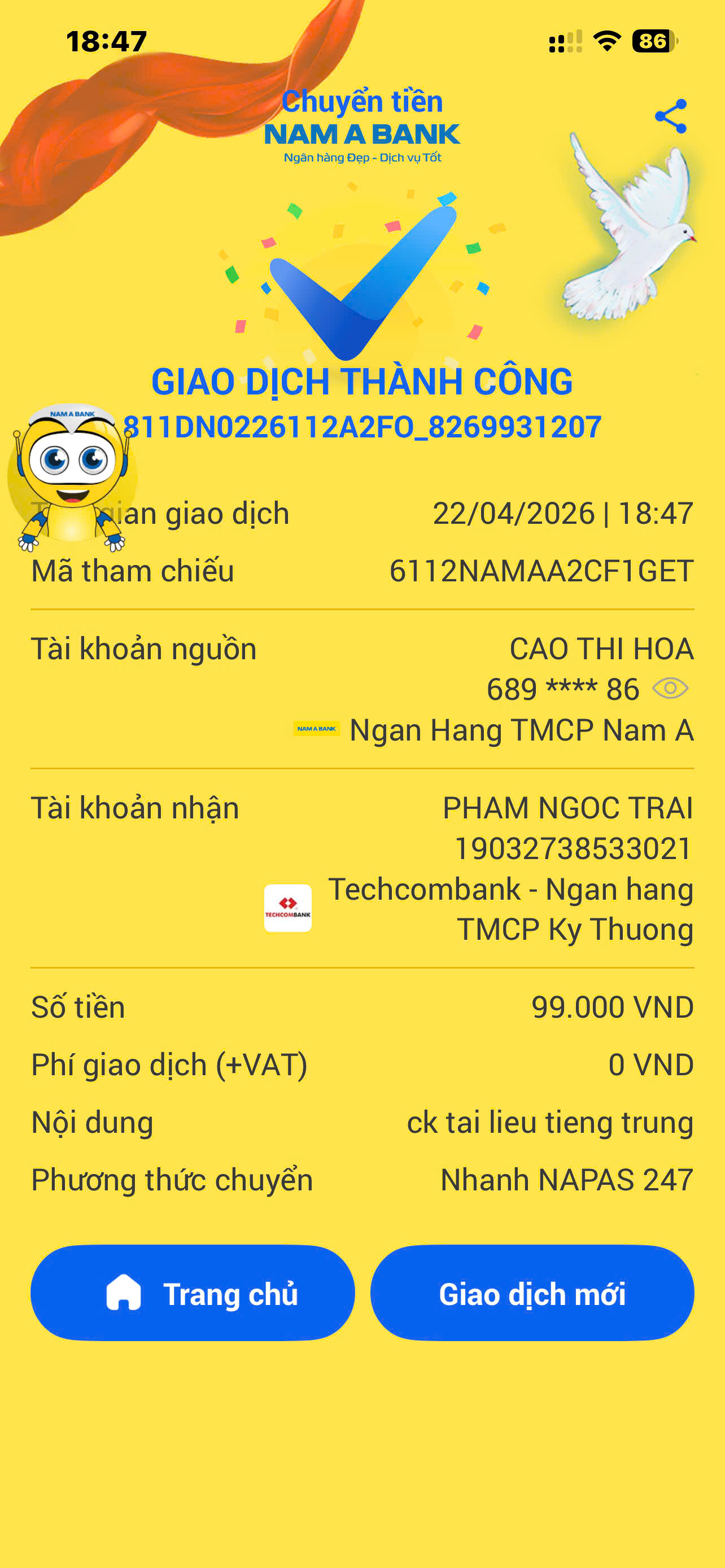 Giao dịch thành công